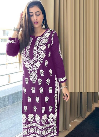 Jenu By Rasil Nx Chicken Kari Rayon Cotton Kurti With Bottom