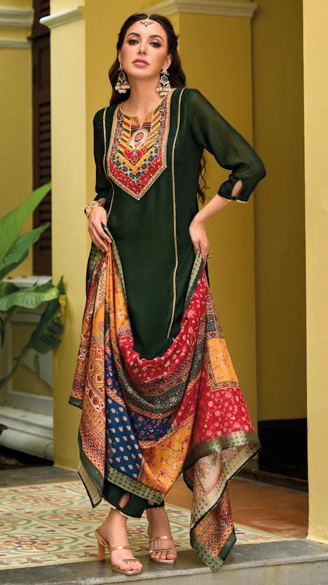Zeenat By Lady Leela Printed Designer Kurti With Bottom Dupatta